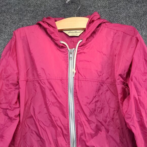 Eddie Bauer Men's Full Zip Hooded Windbreaker Jacket Pink Large Vented - Picture 3 of 15